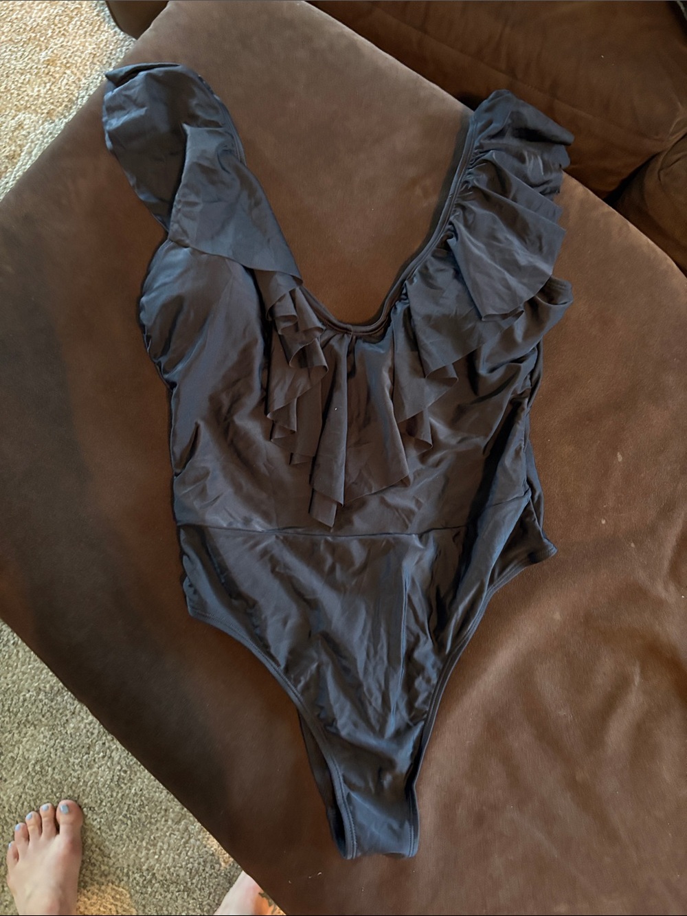 Cupshe Black Ruffle One-Piece Swimsuit
